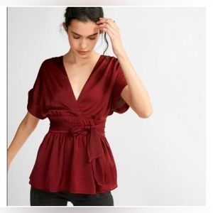 🟣Express Red Silk Peplum Top